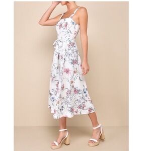 NWT Lulus Sunny Posture Ivory Floral Sleeveless Midi Dress XS